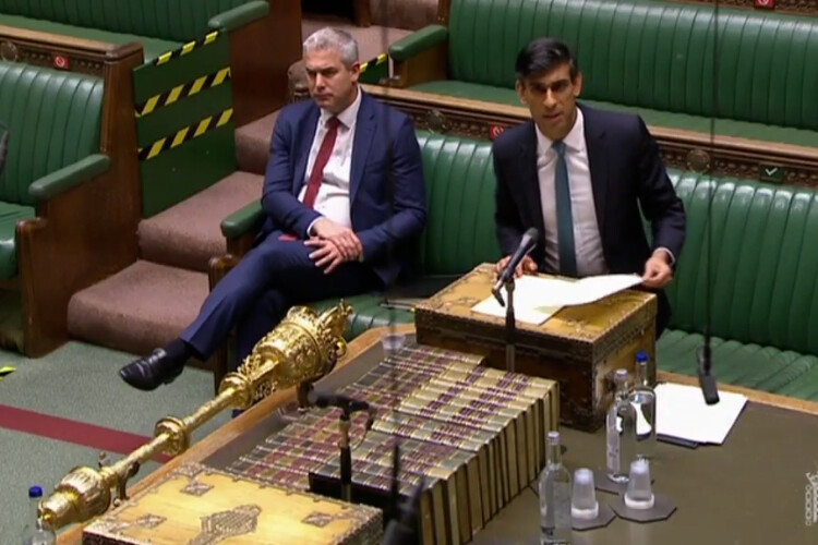 Chancellor of the exchequer Rishi Sunak addresses a socially-distanced House of Commons