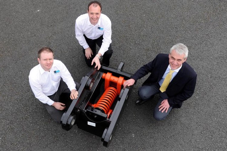 Hill&rsquo;s engineering design team Sean Connolly (design engineer), Neal Loughran (engineering manager) and  Ian Hill (managing director) with a Tefra coupler