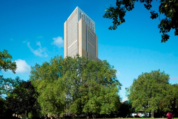 The planned tower, as seen from Vauxhall Park