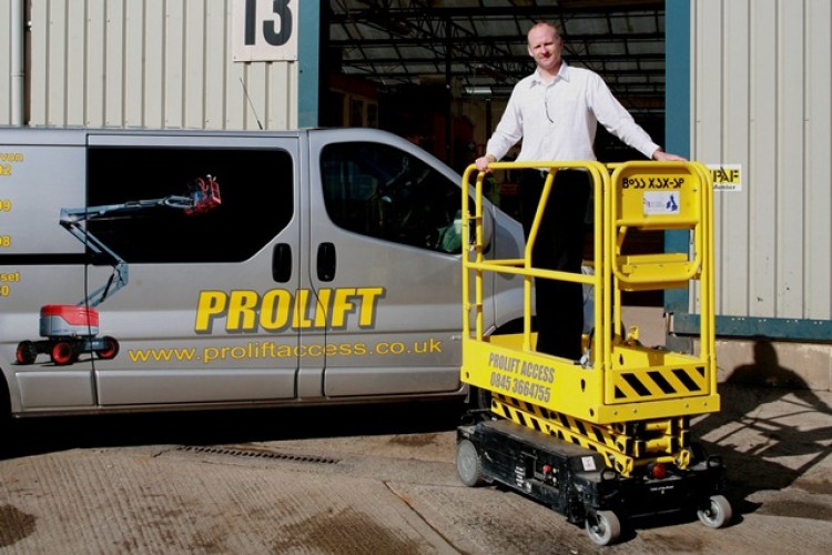 Prolift MD Andy Pearson with one of the recently delivered BoSS X3X-SP self-propelled platforms.