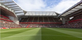 CGI showing an indicative view of the proposed Anfield Road Stand expansion