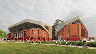 View of the proposed Anfield Road Stand and Main Stand corner
