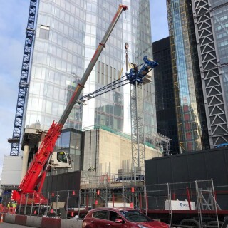 The City Lift CL25 was erected with a Liebherr LTC 1050 mobile crane