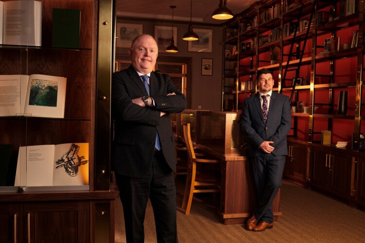WorkSpace head Richard Cheevers (left) with business development manager Richard Carron inside the Seamus Heaney Homeplace Visitor Centre in Bellaghy, fitted-out by WorkSpace 