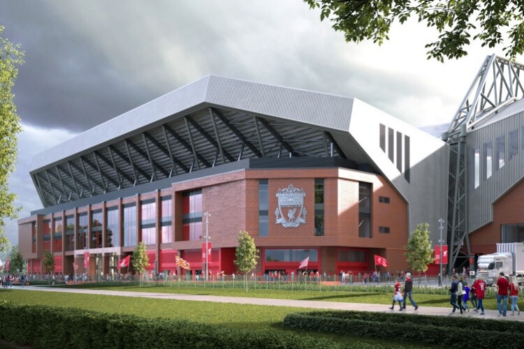 CGI of the enlarged Anfield Road Stand