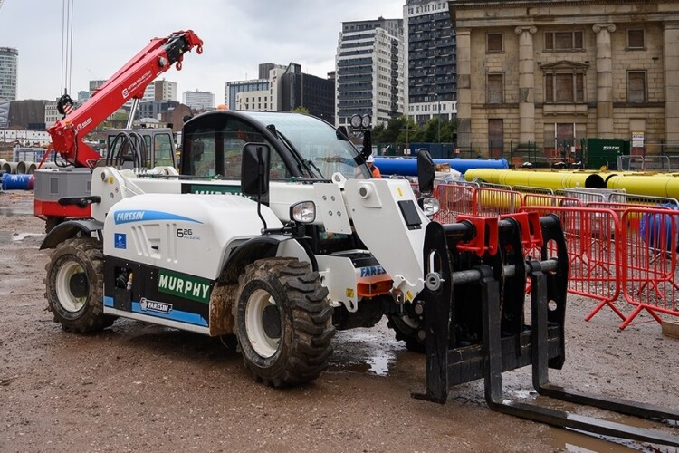 Murphy's battery powered Faresin telehandler on the HS2 Curzon Street Station site 