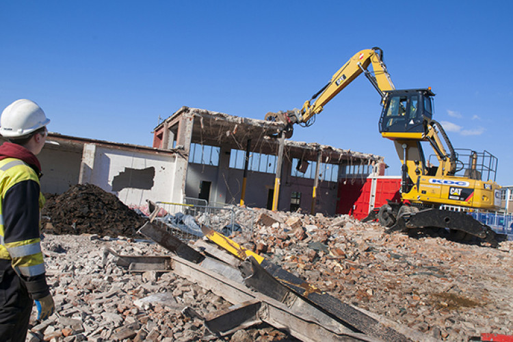 Demolition of the old fire station at Sellafield