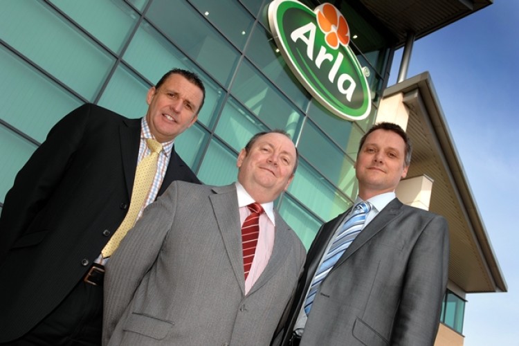 From L to R: NG Bailey operations director Andrew Morley, Caddick md Andrew Murray, and Arla project director Jakob Nielsen