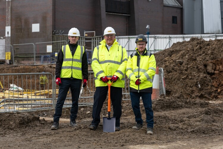Leeds Bradford Airport head of planning development Charles Johnson (left), airport chief executive Vincent Hodder (centre) and Farrans project manager Darren McIvor (right)