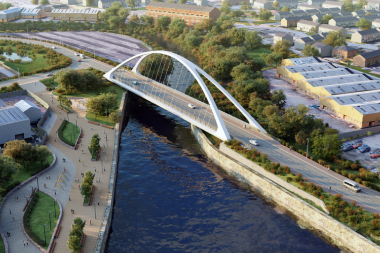 CGI of the bridge over Paisley Harbour for the AMIDS South project