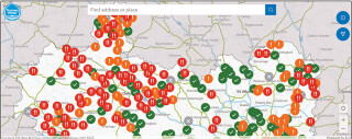 Thames Water publishes live storm discharge data online. This is a screenshot of the situation around Oxford at 09:57 on 14th January 2023.