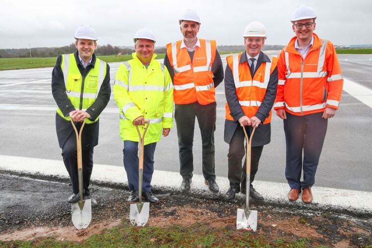 A ground-breaking photo-call was attended by (L to R) Eastleigh MP Paul Holmes, Eastleigh Borough Council leader Keith House and from  VolkerFitzpatric Kevin Berry (operations director) James Hindes (MD) and Daniel Reynolds (project manager)