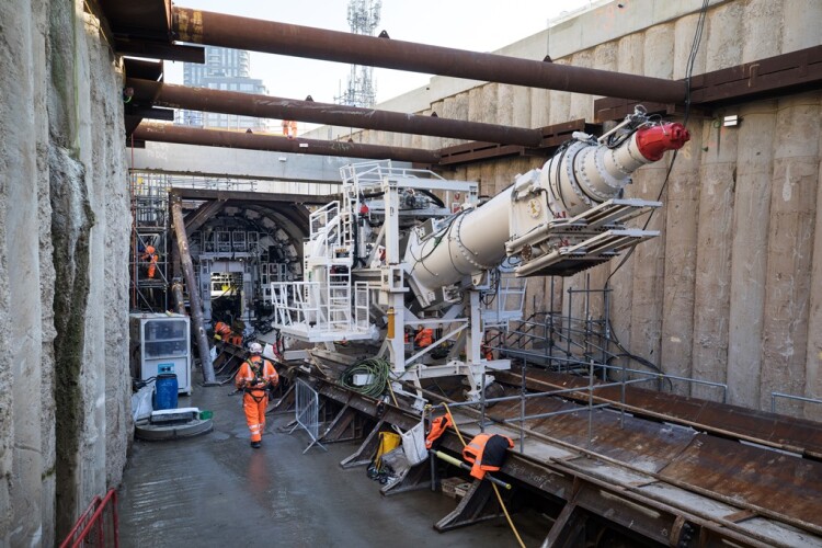 Assembly of TBM Lydia at the Atlas Road site in London