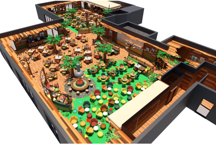A Lego animation of Woodland Village's clubhouse