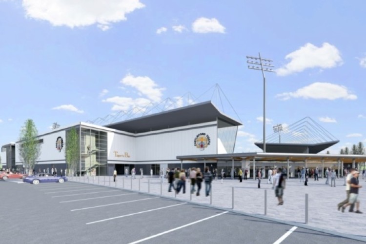 CGI of Castleford Tigers' new stadium and, below, an aerial view of the whole development