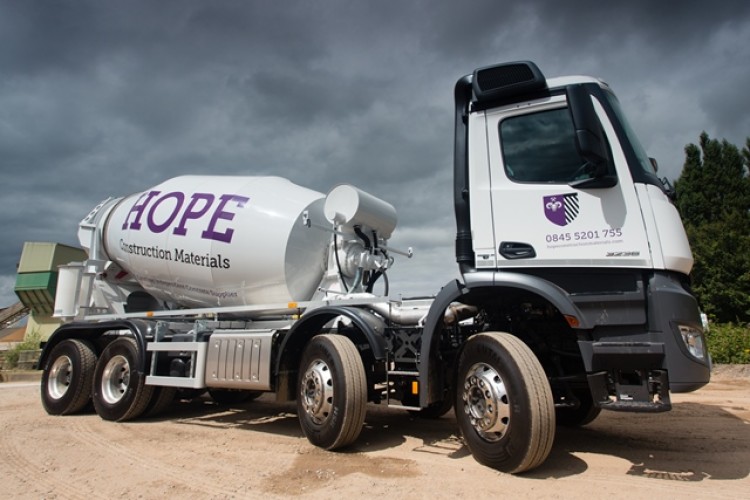 One of Hope's new concrete mixer trucks