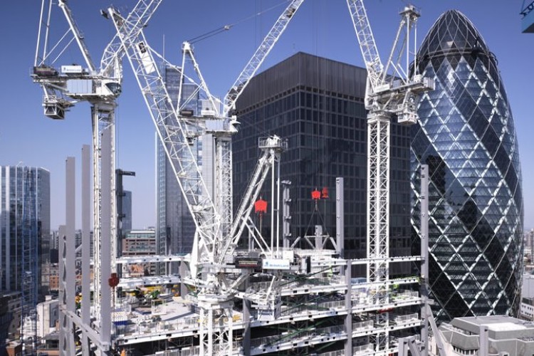 Cranes during construction of Leadenhall's Cheesegrater 