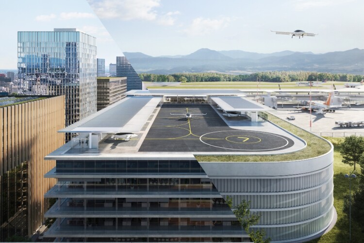 Lilium's vision of a vertiport, supporting its aviation ambitions