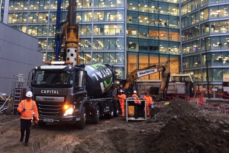 Capital Concrete supplied Keltbray with Earth Friendly Concrete for the piles under Nova East in London Victoria