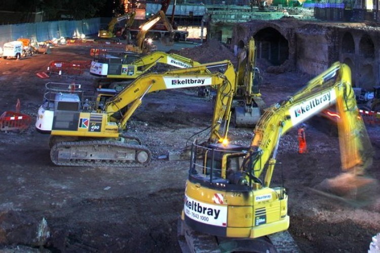 Heavy plant at work on Costain's London Bridge Station project in 2013