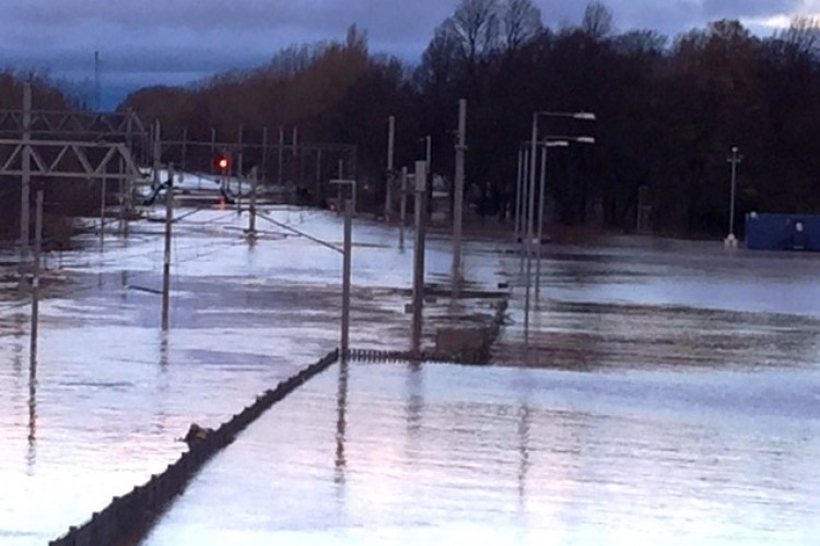 Flooding on the West Coast main line north of Carlisle