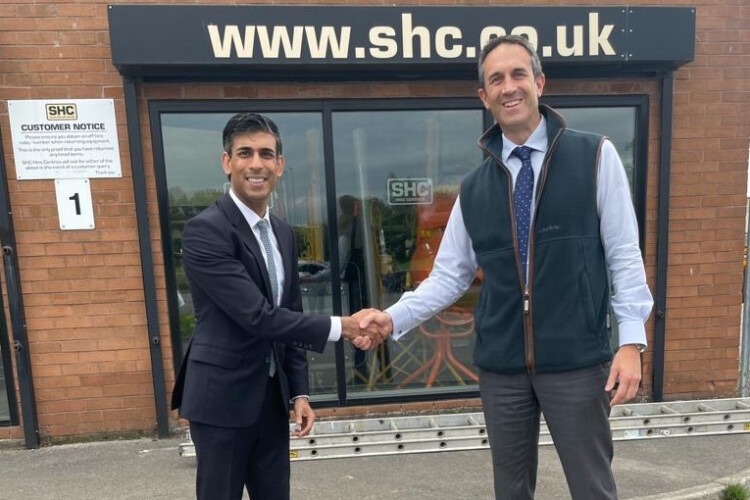 SHC managing director Neil Bravery (right) recently met chancellor of the exchequer Rishi Sunak, who made a visit to SHC&rsquo;s Northallerton Branch