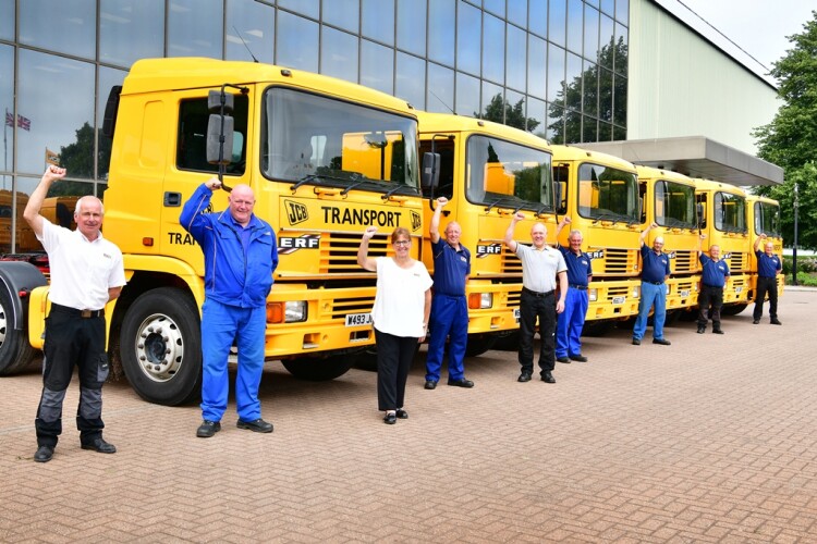 Pictured left to right with the ERFs are Phil Pepper, John Morton, Carole Ball, Mark Chatfield, Dustine Poole, Ray Tilley, Andrew Corbett, David Pountain and Darren Carter