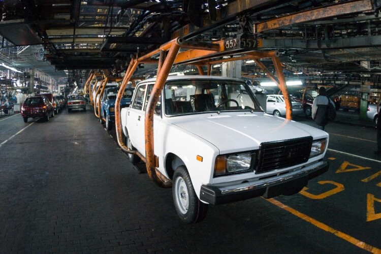 Lada cars on the production line