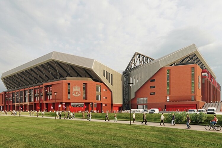 CGI of the Anfield Road Stand and Main Stand corner at Anfield
